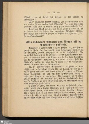 Was Schneider Bargern ans Braun uff de Vochelwiese passierte