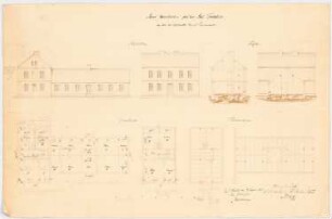 Familienhaus, Trebatsch: Grundrisse, Aufrisse, Balkenlagen, 2 Schnitte
