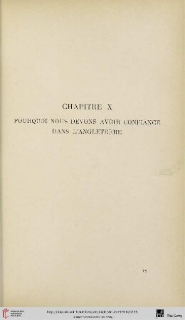 Chapitre X: Pourquoi nous devons avoir confiance dans l'Angleterre
