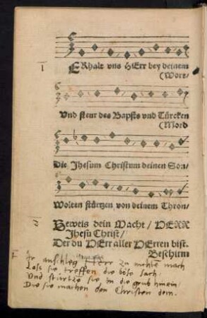 Handschriftlich hinzugefügte 4. Strophe