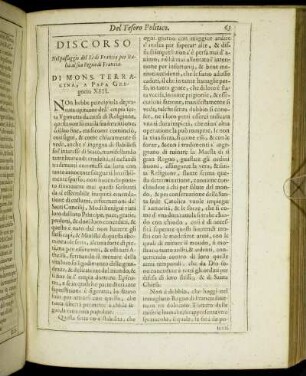 Discorso Nel passaggio del Re di Francia per Italia al suo Regno di Francia. [...]