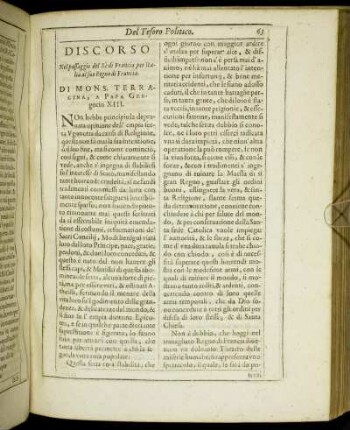 Discorso Nel passaggio del Re di Francia per Italia al suo Regno di Francia. [...]