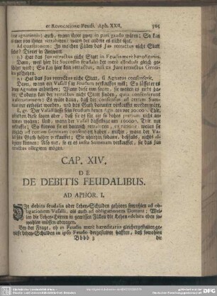 Cap. XIV. De De Debitis Feudalibus