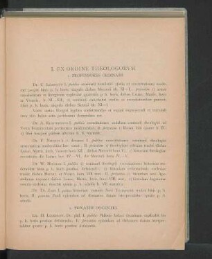 I. Ex Ordine Theologorvm