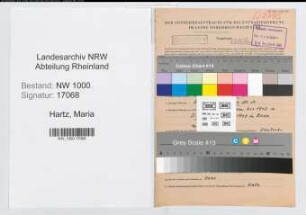 Entnazifizierung Maria Hartz, geb. 11.10.1912 ()