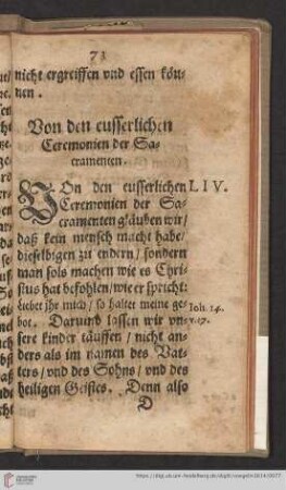 Von den eusserlichen Ceremonien der Sacramenten