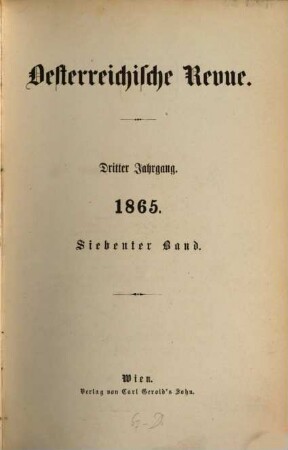 Österreichische Revue. 1865,7/8, 1865,7/8 = Jg. 3