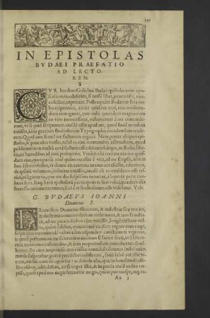 In epistolas budaei praefatio ad lectorem.