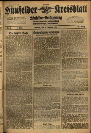 Erste Ausgabe vom Freitag, den 04. Januar 1935.