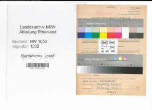 Entnazifizierung Josef Bartholemy , geb. 15.07.1896 (Lehrer)