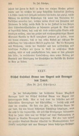 544-550 Bischof Eusebius Bruno von Angers und Berengar von Tours