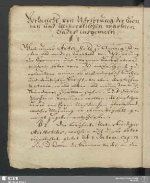 Vorbericht von Uhrsprung der Bronnen und mineralischen warmen Bäder insgemein