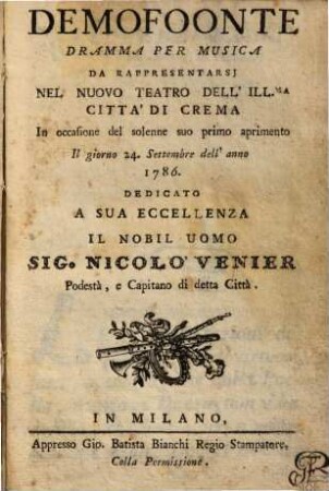Demofoonte : Dramma Per Musica