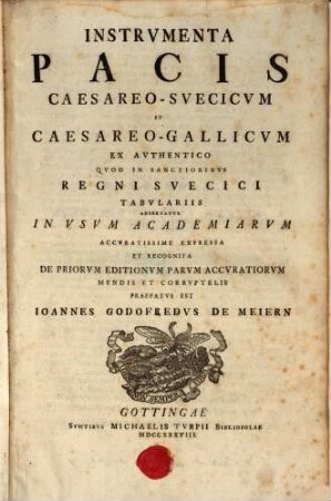 Instrumenta pacis Caesareo-Suecicum et Caesareo-gallicum : Osnabrugo-Westphalensis