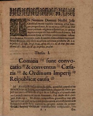 Dissertatio De Comitiis Imperii Romano-Germanici