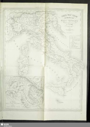 Carta Dell´ Italia da illustrazione della Divina Commedia. Carte die una parte Della Valle Dell Arno