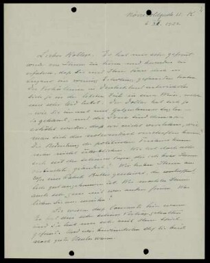 Nr. 2: Brief von Tommy Bonnesen an David Hilbert, Kopenhagen, 6.11.1923