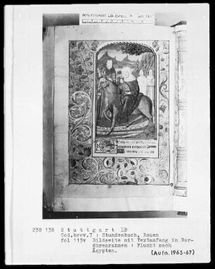 Lateinisch-französisches Stundenbuch (Livre d'heures) — Flucht nach Ägypten, Folio 113verso