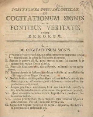 Positiones philosophicae de cogitationum signis et de fontibus veritatis atque errorum.