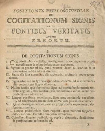 Positiones philosophicae de cogitationum signis et de fontibus veritatis atque errorum.