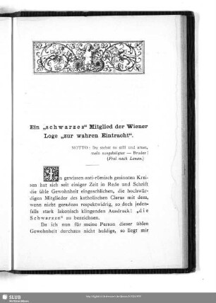 Ein "schwarzes" Mitglied der Wiener Loge "zur wahren Eintracht"
