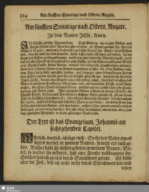 Am fünfften Sonntage nach Ostern, Rogate