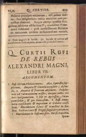 Q. Curtii Rufi De Rebus Alexandri Magni, Liber VII.