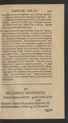 XII. De Leone Regnante.