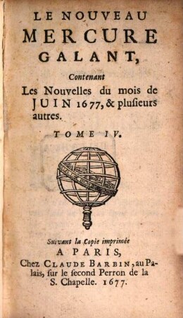 Le nouveau mercure galant. 1677, T. 4 = Juin