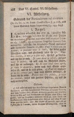 VI. Abtheilung. Gebrauch der Particularum relativarum [...]