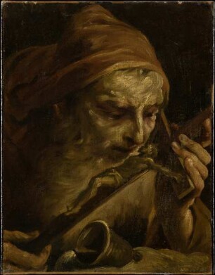 Antonius Abbas küßt den Kruzifixus