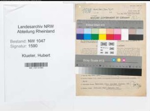 Entnazifizierung Hubert Klueter , geb. 05.09.1893 (Sattler)