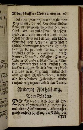 Anderte Abtheilung. Vom Feldbau.