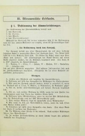 III. Astronomische Erdkunde