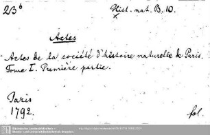 Historia naturalis B: Historia naturalis B