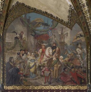 Wandbild: "Der Altenburger Prinzenraub, 1455 - Teil 3: Der feierliche Einzug der befreiten Prinzen"