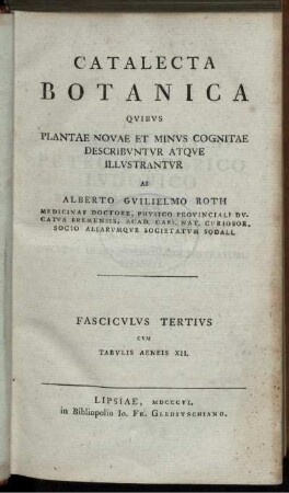 Fasc. 3: Catalecta Botanica. Fasc. 3