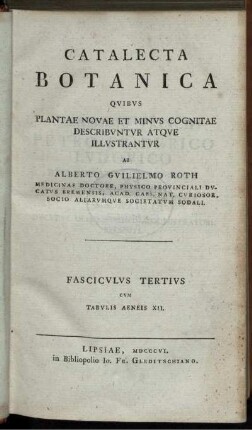 Fasc. 3: Catalecta Botanica. Fasc. 3