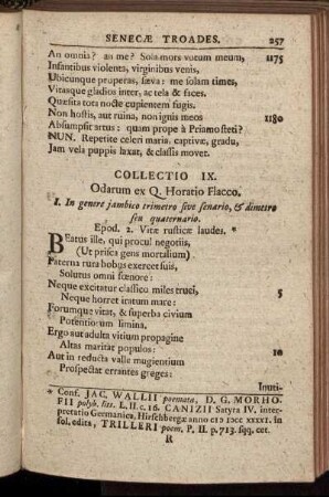 Collectio IX. Odarum ex Q. Horatio Flacco.