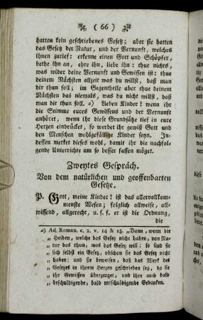 Zweytes Gespräch. Von dem natürlichen und geoffenbarten Gesetze.