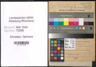 Entnazifizierung Gerhard Christian , geb. 16.11.1903 (Werkmeister)