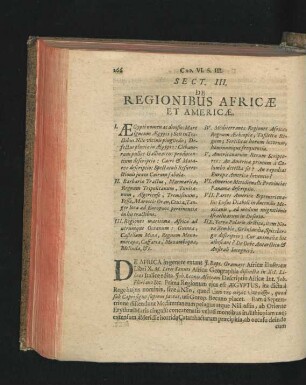 Sect. III. De Regionibus Africae Et Americae.