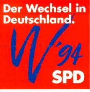 Aufkleber (Wahlwerbung) der SPD zur Bundestagswahl 1994: "Der Wechsel in Deutschland"