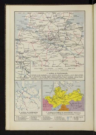 A. Hamburg als Bahnknotenpunkt. B. Hamburg als Umschlageplatz. C. Hamburg im Umkreis der niedersächsischen Mundarten.