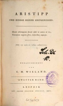 C. M. Wielands Sämmtliche Werke, 34. Aristipp : Zweyter Band