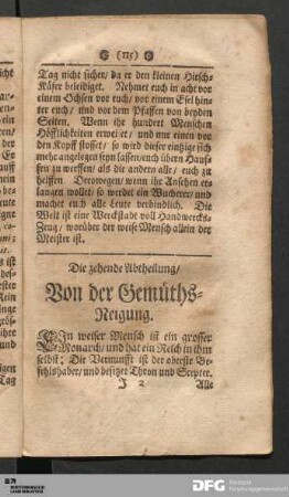 Die zehende Abtheilung/ Von der Gemüths-Neigung.