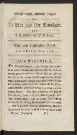 Acht und dreißigstes Stück