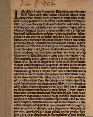 Bulla, in qua Leo X. illis fidelibus indulgentias concedit, qui hospitalia bonis suis temporalibus remunerant : (Rom. 1516 ; Inc.: Illius qui in altis habitat)
