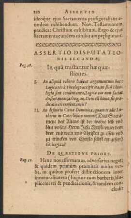 Assertio Disputationis Secundae;