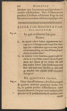 Assertio Disputationis Secundae;